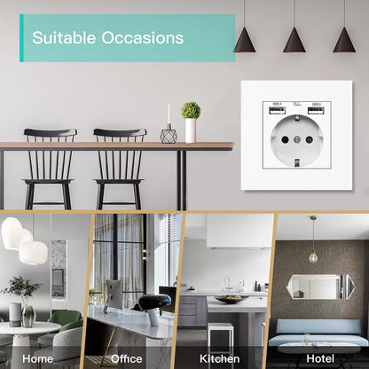 EU-Wand USB-Steckdose, 5V 2,1 A Steckdose, 86mm * 86mm 16a Dual-USB-Anschluss iOS Android-Telefon Ladeans chluss Steckdose.