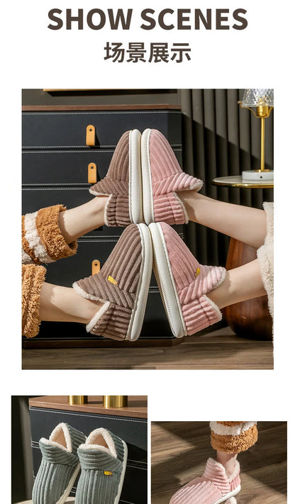 Litfun Warm Plush Fur Slippers For Women Men Winter Indoor Fluffy Warm Fuzzy House Slippers Outdoor Fuzzy Soft Furry Slippers.