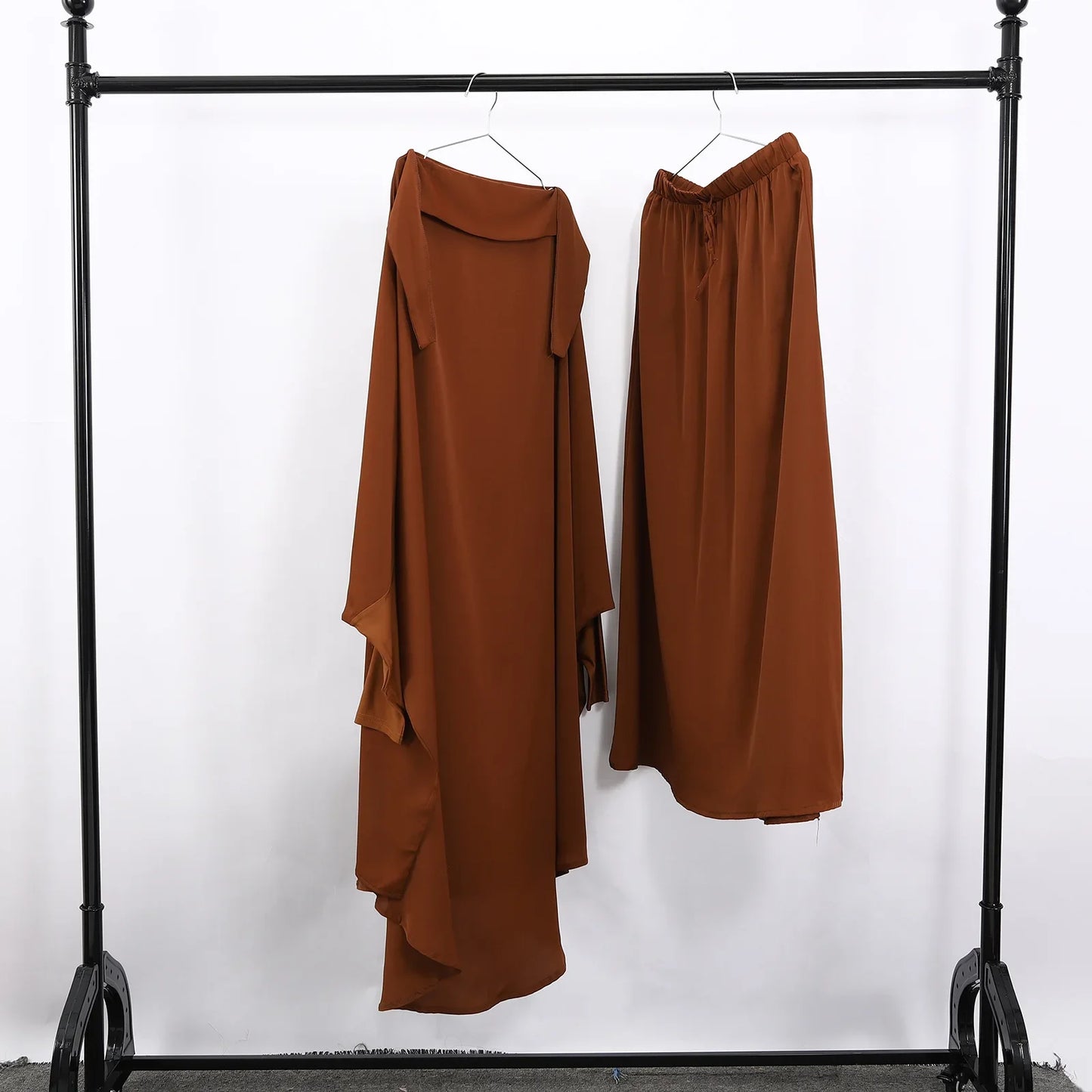 16 Colors 2 Pcs Set Ramadan Eid Modest Abaya Women Muslim Dress Hijab Suit Kaftan Robe Femme Musulmane Islam Caftan Kebaya Sets