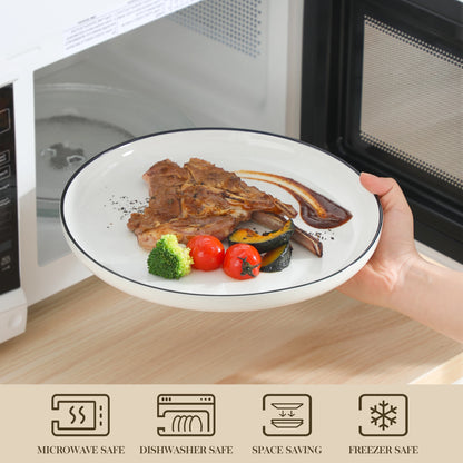 MALACASA 18/36-Piece Ceramic Plate Porcelain Dinnerware Set with 6/12 Pcs Dinner/Dessert Plates,Bowl Tableware Set for 6/12.