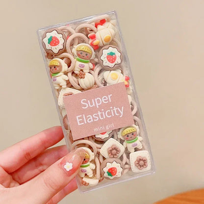 Coffee Color Children's Cute Cartoon Hair Rope Baby Thumb Loop Does Not Hurt Rubber Band Headwear Baby Tie Head  Small Pull.