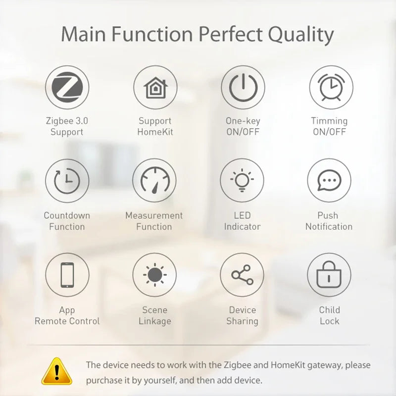 Zigbee Smart Plug 16A EU Smart Steckdose mit Power Monitoring Timing Funktion Sprachsteuerung über Homekit Alexa Google Home Yandex.