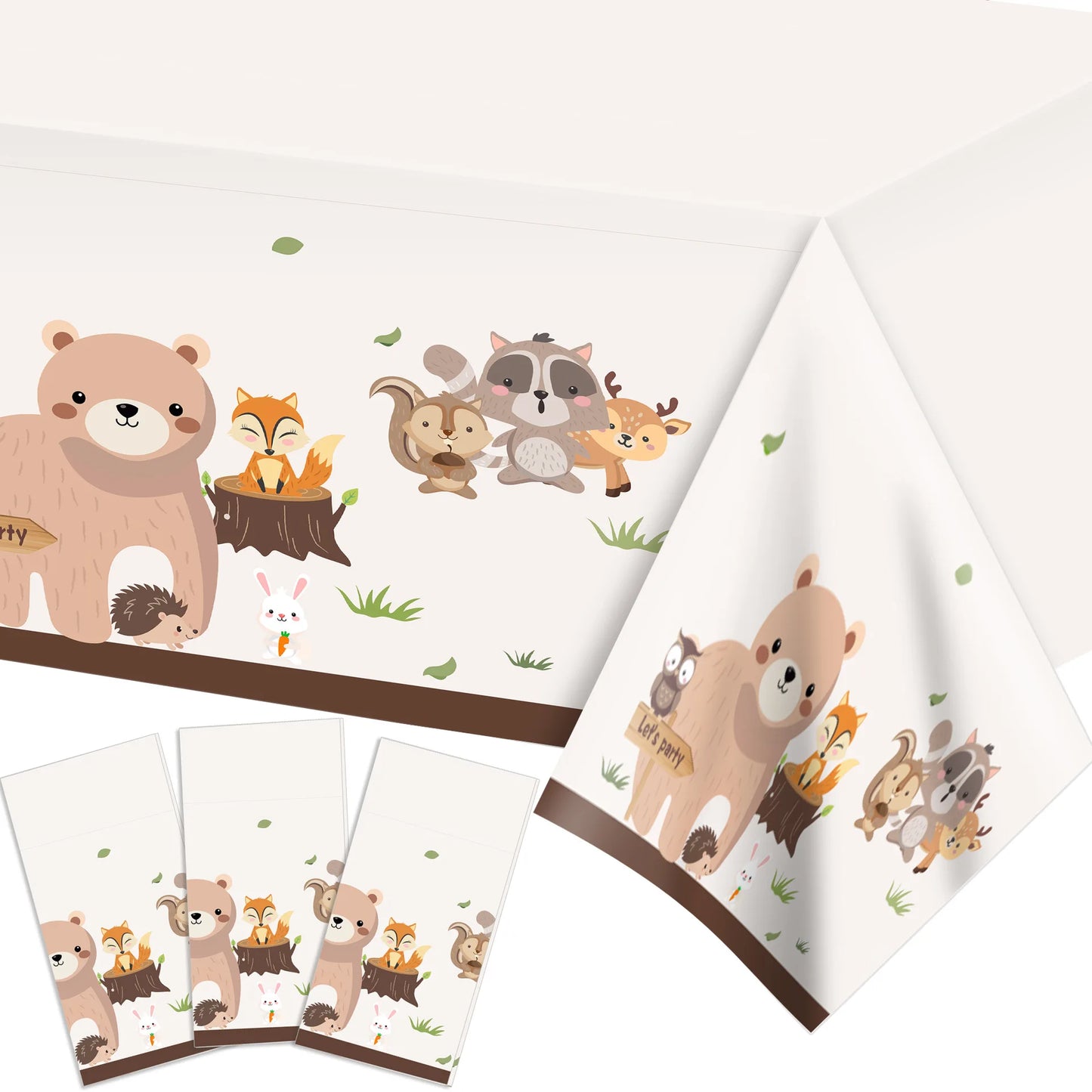 Cartoon Tiere Party Einweg Geschirr Wilde Bär Fuchs Wald Tiere Party DIY Dschungel Safari Alles Gute Zum Geburtstag Baby Dusche Dekor.