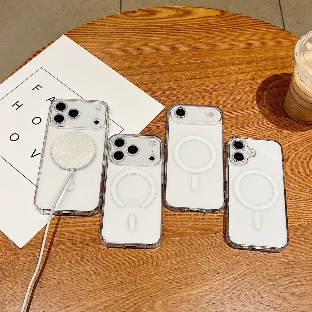 Ultra thin 17 Pro Max Magnetic Case Transparent Magsafe Case For iPhone 17 Air 16 15 14 13 11 12 Pro Max Camera Protect Cover.