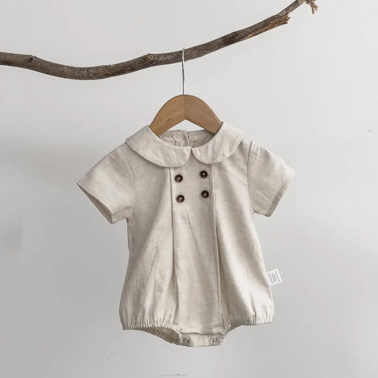 Sommer Kleinkind Kinder Streifen Body Jungen Lose Turndown Kragen Overall Mädchen Baby Dünne Crawlwear Onesie Kleidung Ein Stück