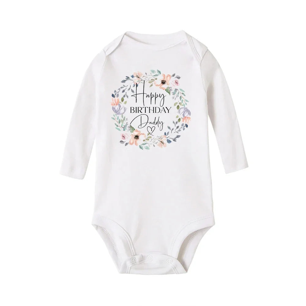 Baby-Strampler „Happy Birthday To The Dad“-Aufdruck, Säuglings-Body für Jungen und Mädchen, Kleidung für Papa, Geburtstagsgeschenk, Overall, Kleinkind-Outfits