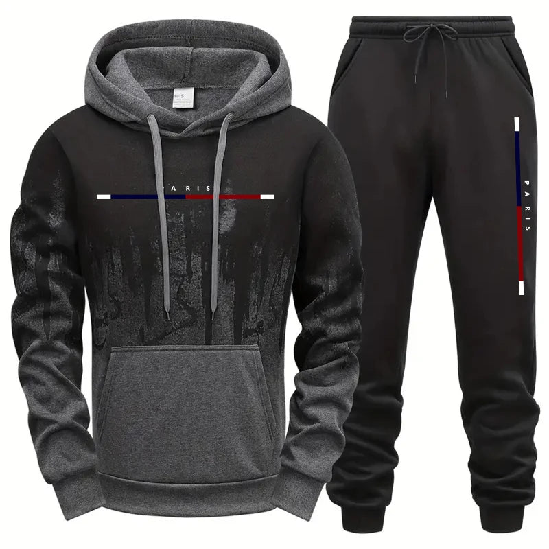 Paris Mode Herren Kapuzen-Trainingsanzug 2-teiliges Set Hochwertiger männlicher täglicher lässiger Sport-Jogginganzug Home Outdoor Hoodie Outftis.