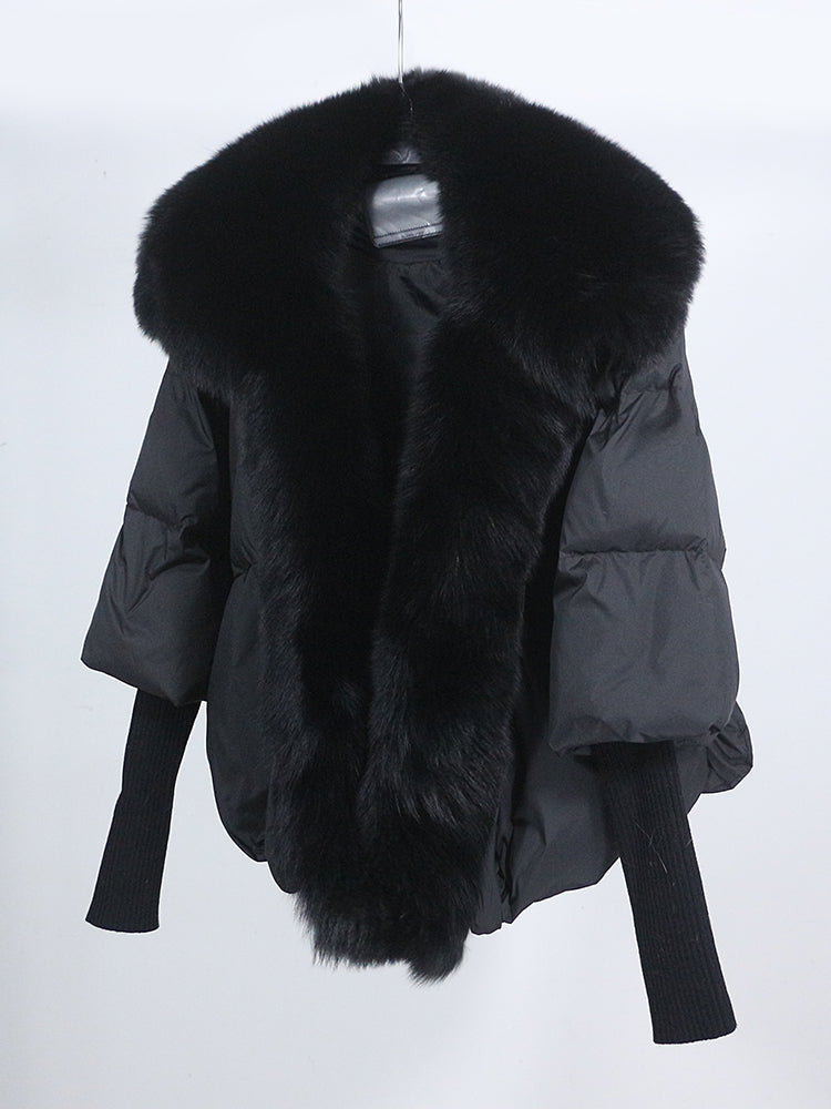 Lose Natürliche Echt Fox Pelz Kragen Mantel Dicke Neue Europäische Mode Weiße Ente Unten Jacke Winter Frauen Warme Luxus Oberbekleidung