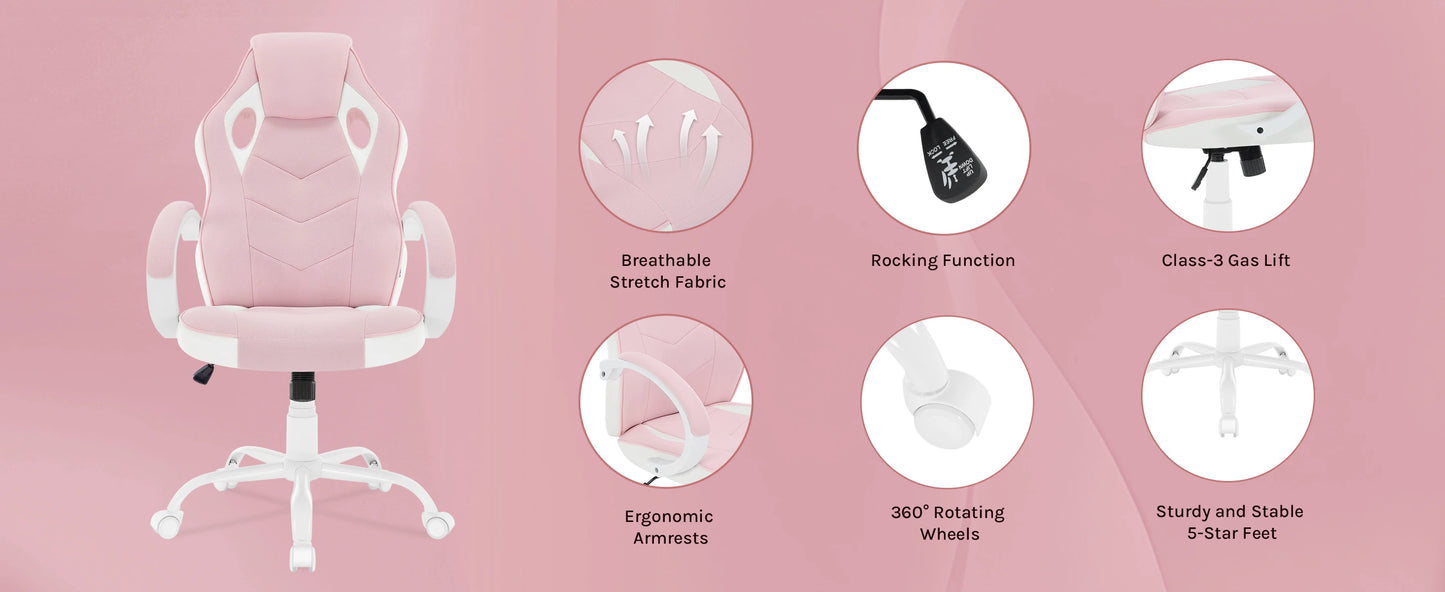 Ergonomisches Design, Gaming-Stuhl, Gamer-Sessel, Büro-Computerstuhl, Neigungsmechanismus, höhenverstellbar, 360° °   Drehbare hohe Rückenlehne