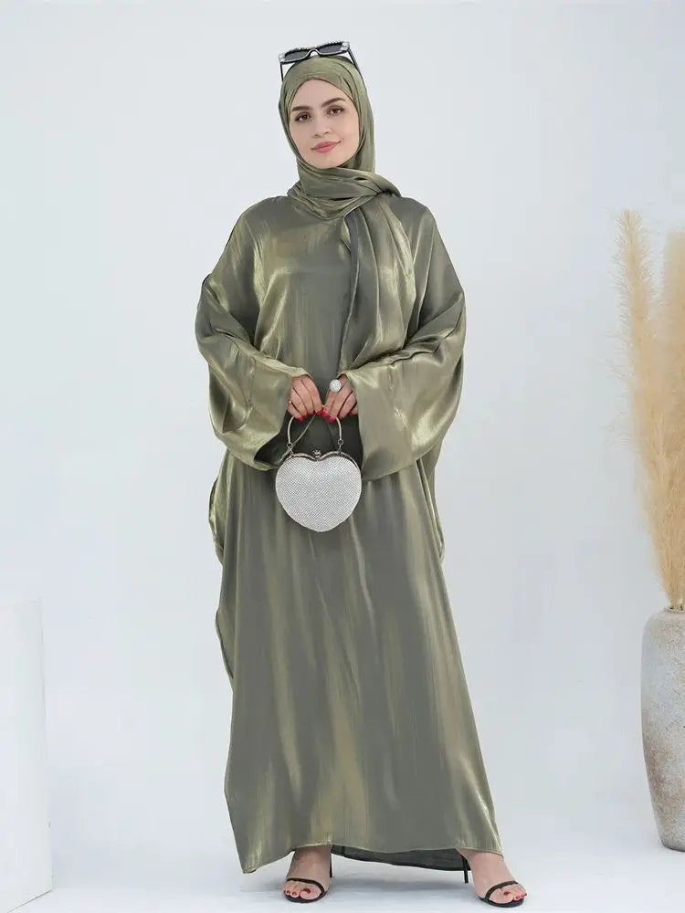 Eid Modest Satin Khimar Abaya Dubai Luxury 2024 Muslim Islam Arabic Abayas For Women Kaftan Hijab Dress Robe Femme Musulmane