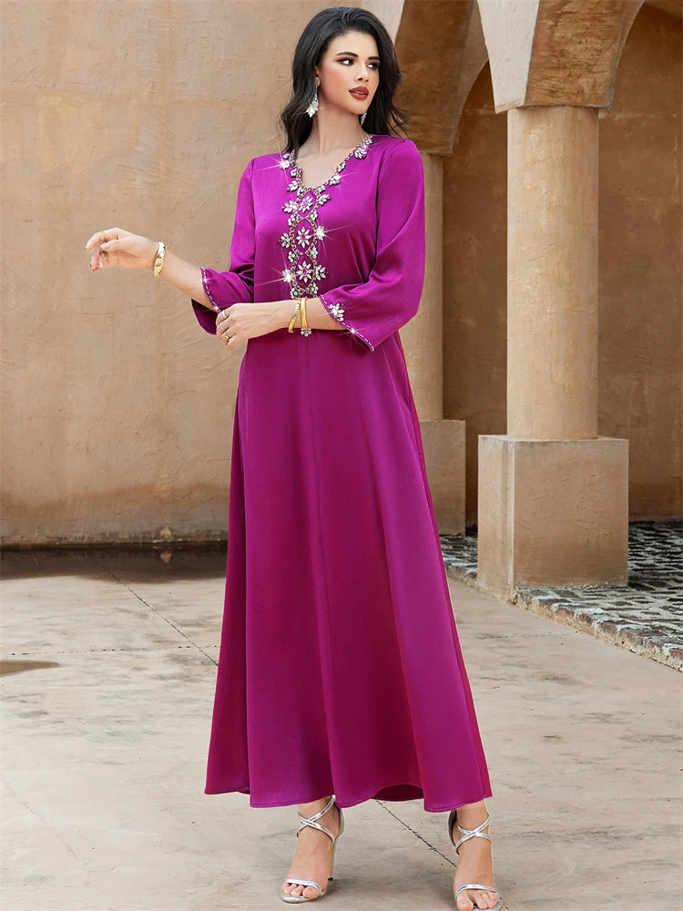 Ramadan Purple Abaya Damen Dubai Arabic Islam Prayer Clothes Muslim African Dresses For Women Kebaya Kaftan Robe Musulmane Femme.