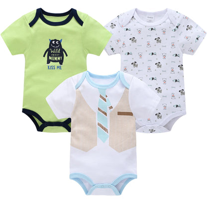 3 teile/los Baby Jungen Body Mode Körper Anzüge Kurzarm Neugeborenen Overalls Cartoon Kinder Baby Mädchen Strampler Kleidung Боди
