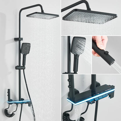 LCD Display Screen Shower Faucet Bathroom Hot Cold Control Background Lights Shower Set Piano Shower System Wall Mounted