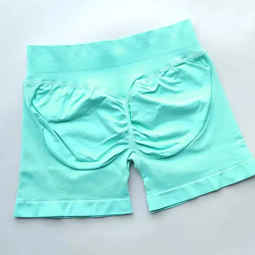 WOMEN SPORTS Impact Shorts Low Ribbed Waist Seamless Scrunch Bum Workout Gym Shorts Booty Hight Stretch Running Shorts.