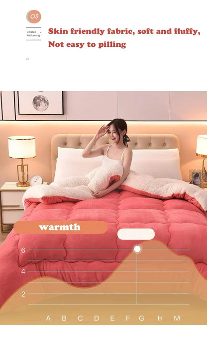 Solidcolor double-sided Duvet Lamb Wool flannel quilt warm comfort mattress in winter bedroom dormitory Thicken Weight Blanket.