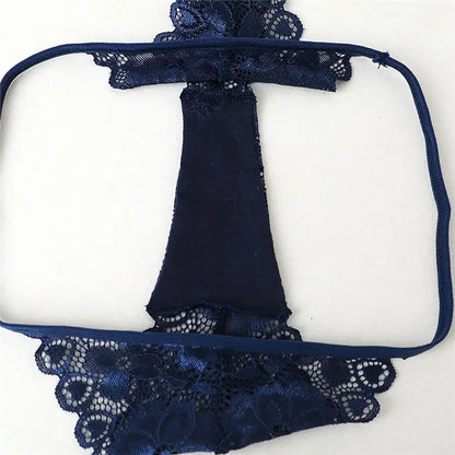 Summer Panties Women Low Rise Cotton T-Shape Panties Crochet Lace Hollow Out Breathable Thong Women Briefs Thin.