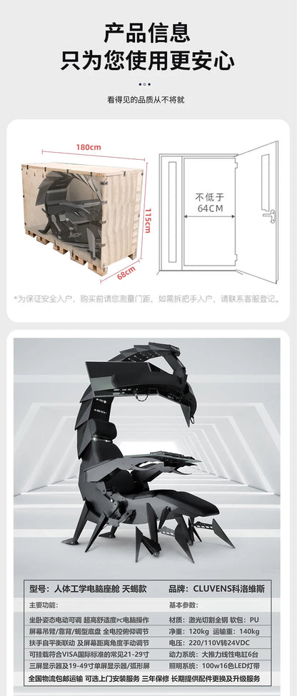 Heiße Luxus-Home-Office-Möbel Zero Gravity Großhandel Computer Cluvens Gaming-Stuhl Scorpion Chair für 3 oder 5 Monitore
