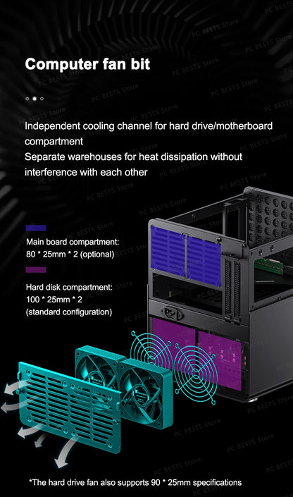 Jonsbo N3 NAS ITX Mini Case All-In-One Aluminum Office Desktop Chassis 8 Hard Disk Location Support 250mm Graphics Card PC Case.