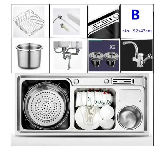 304 stainless steel kitchen sink double-bath thickened   countertop or   WF9141530