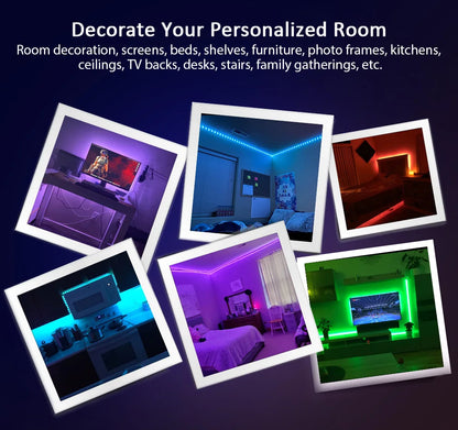 LED-Streifenlicht RGB 5050, Musiksynchronisierung, Farbwechsel, empfindlich, integriertes Mikrofon, App-gesteuerte LED-Leuchten, 5 m, 10 m, 15 m, DC12 V, flexibel.