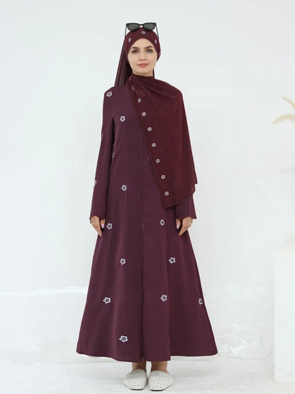 Muslim Women Dubai Abaya Luxury Embroidery With Hijab Long Dress Kimono Cardigan Kaftan Robe Femme Islamic Clothing Kebaya.