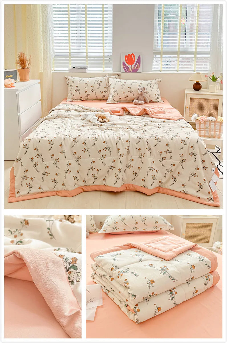 Printed Thin Duvet Skin-friendly Comforter 100x150cm for Kids Quilt Soft Bedspread Summer Blanket edredones (No Pillowcase)