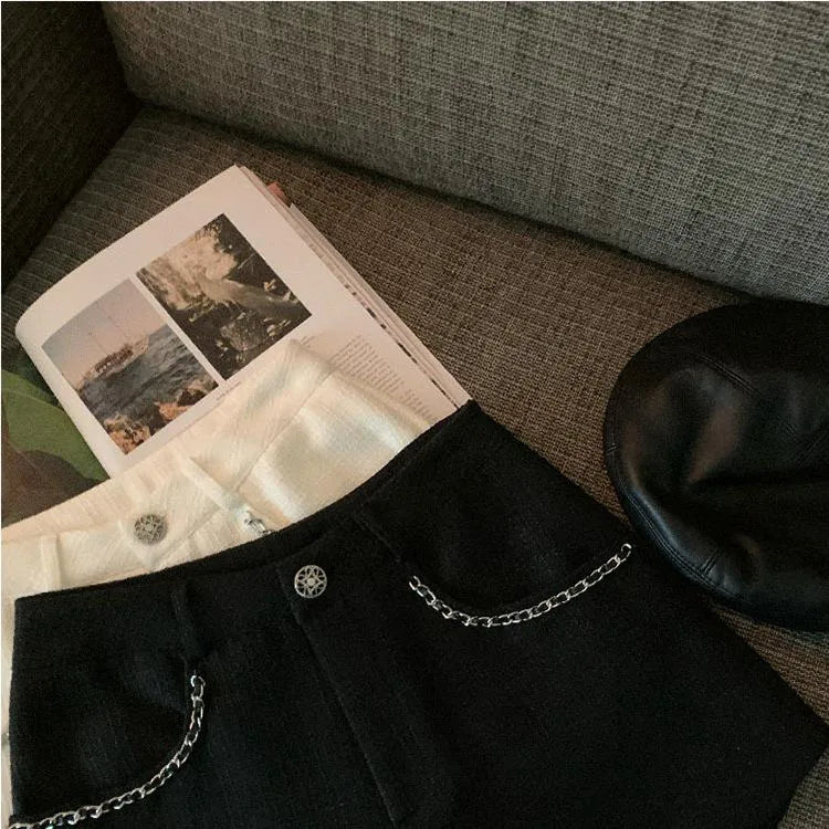 Fashion Tweed High Waist Women Shorts Autumn Winter Slim Office Woolen Black Shorts Women