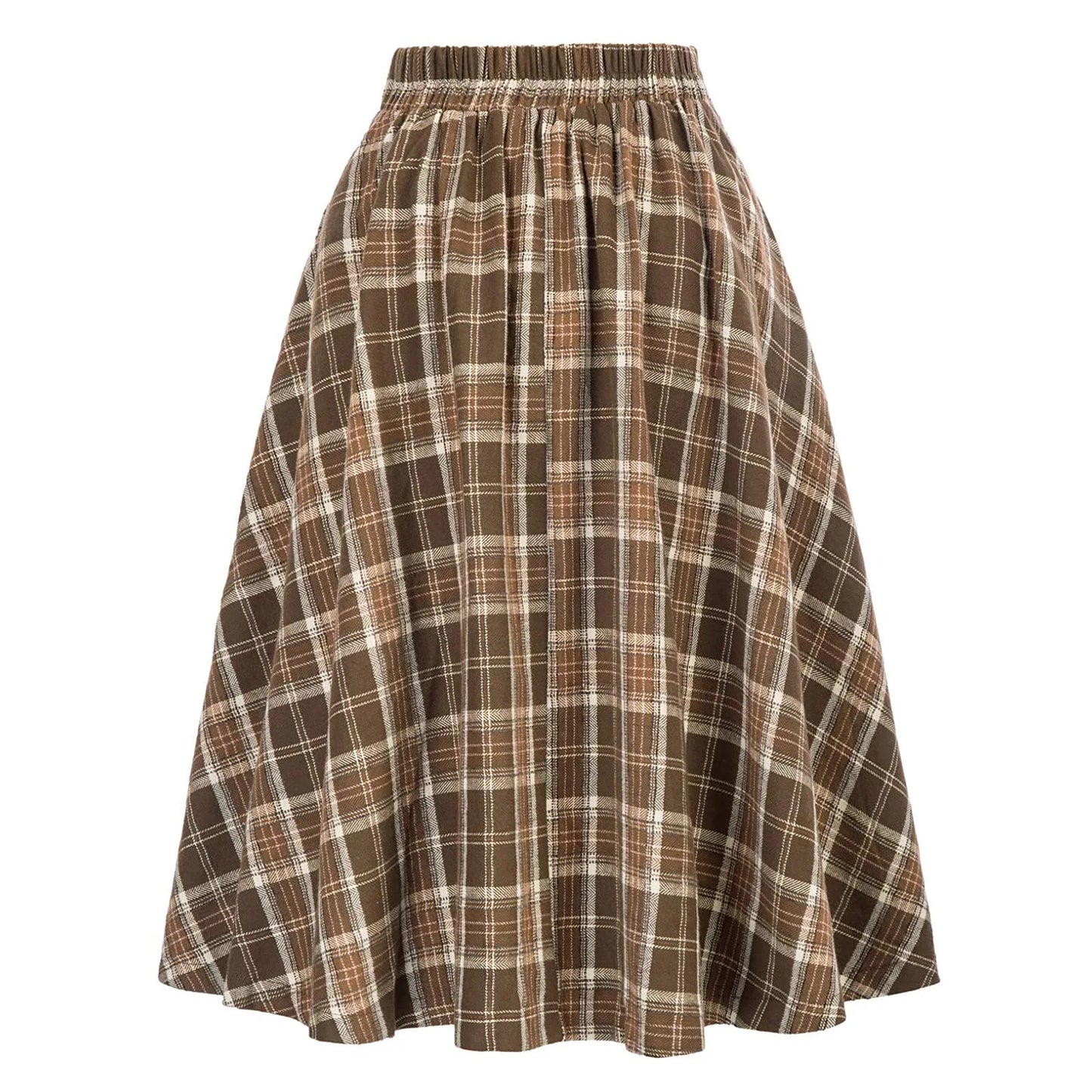 SISHION 2025 Autumn New A Line Swing Buttons Long Midi Vintage Skirt SS0037 Red Green High Waist Plaid Skirts for Women Jupe.