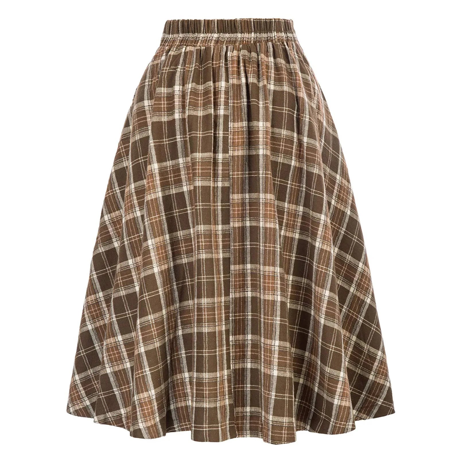SISHION 2025 Autumn New A Line Swing Buttons Long Midi Vintage Skirt SS0037 Red Green High Waist Plaid Skirts for Women Jupe.