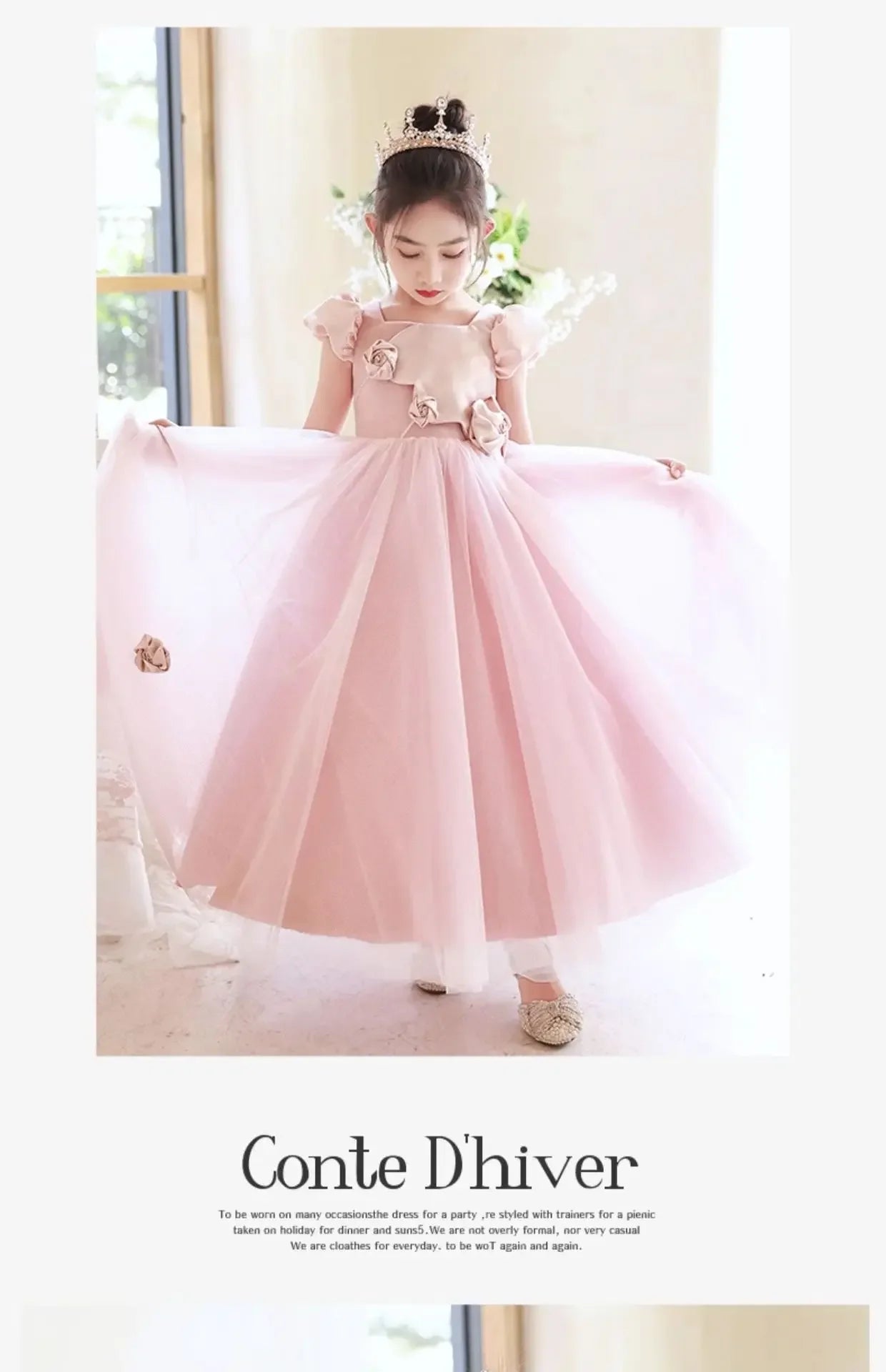 Elegantes Mädchen Flauschiges Spitzenkleid Prinzessin Tüllkleid Geburtstag Hochzeit Kostüme Vestidos Mädchen Performance Party Outfit für Kinder.