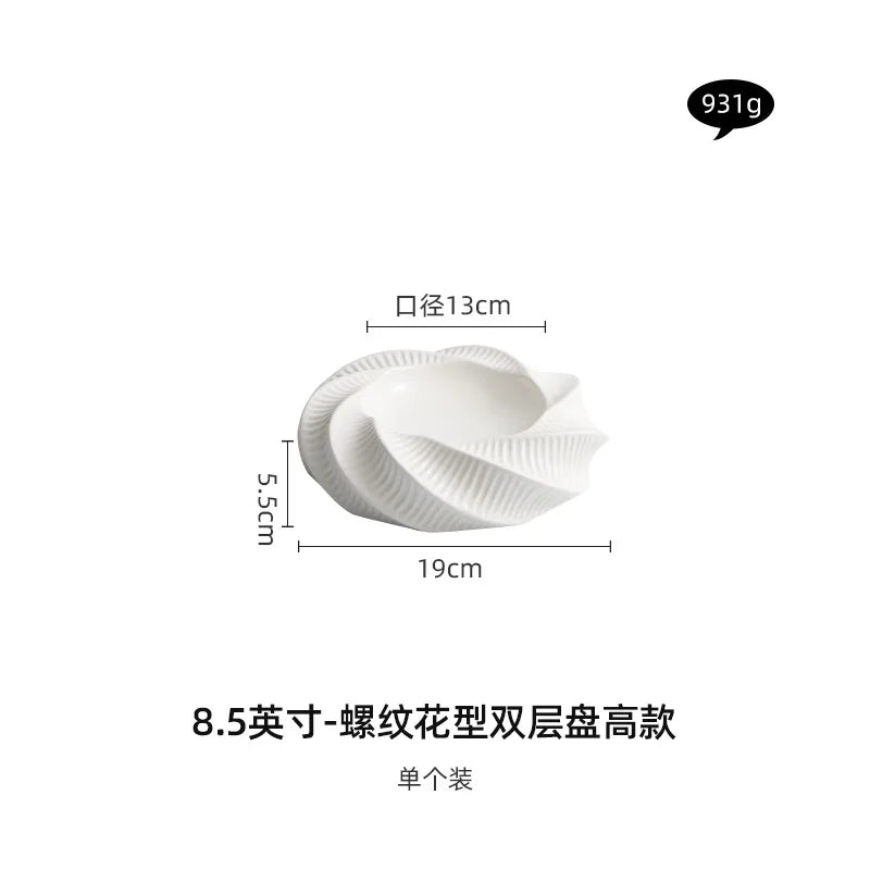 White Ceramic Dining Plate Dinner Steak Hotel Restaurant Main Course Dessert Home Kitchen Tableware.