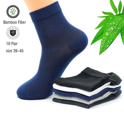 10 Pair Men's Summer Mesh Bamboo Fiber Socks Fashionable Breathable Business Socks Suitable For Sweaty Feet Casual Socks.
