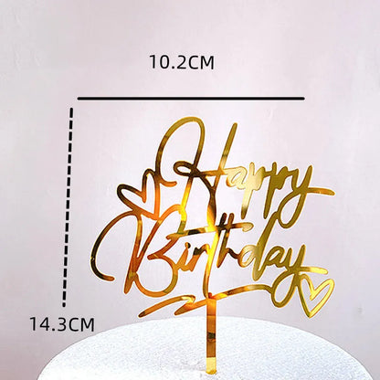 10 Stück Roségold Happy Birthday Kuchendeckel Silber Schwarz Schlichtes Design Acryl Kuchendeckel Babyparty Party Dessert Dekoration.