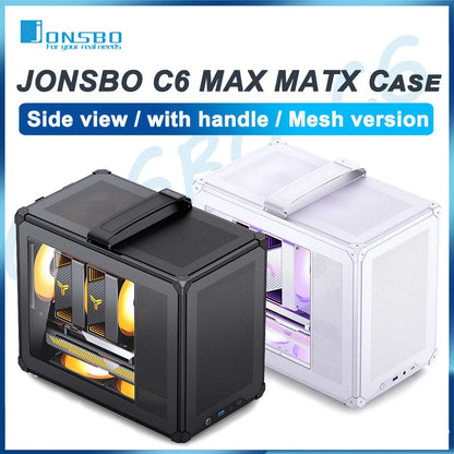 JONSBO C6 MAX Desktop M-ATX Case Type-c Side Transparent Handheld Portable Computer Small Chassis ATX Power Supply.