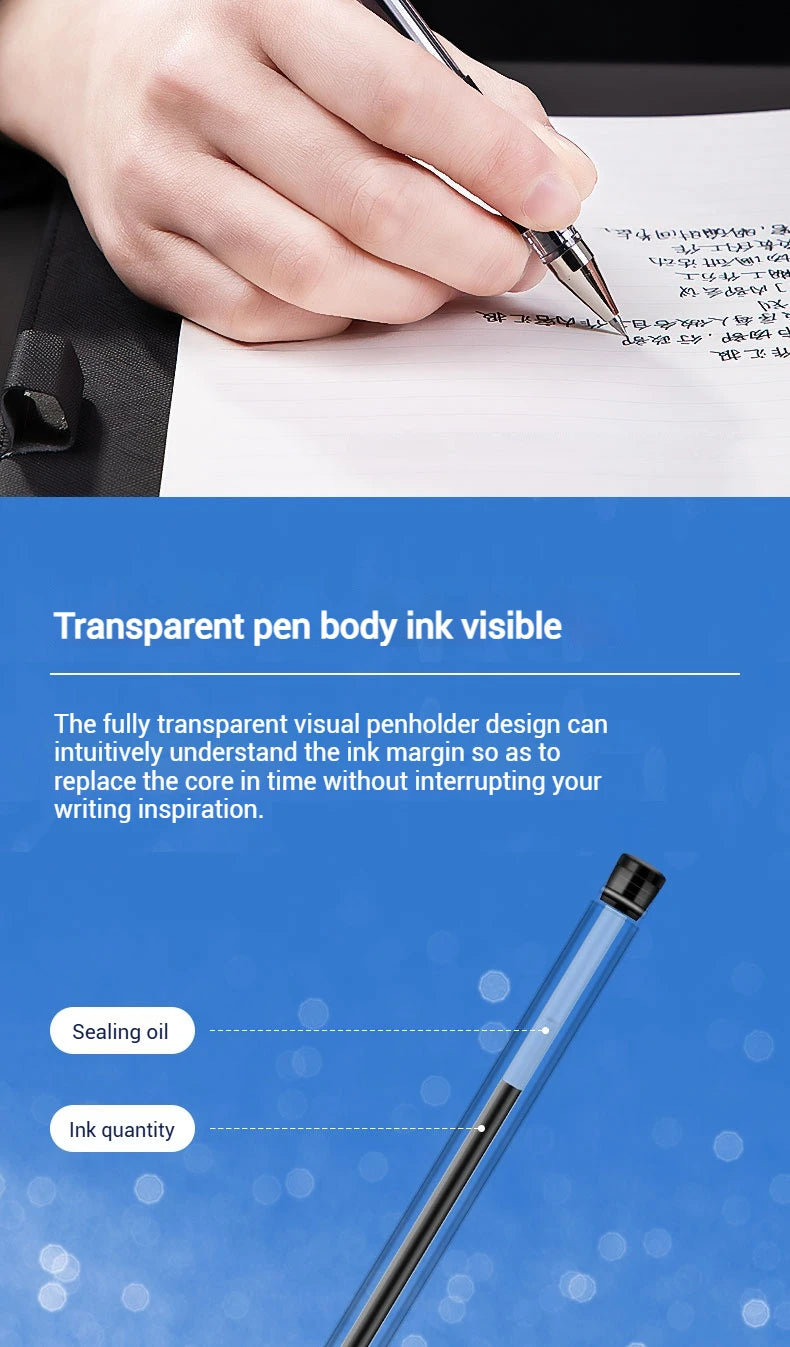 Deli 12er-Pack Gelschreiber-Set, 0,5 mm Kugelschreiber, Schwarz, Blau, Rot, Tintenfarben, Schreibutensilien für Schule, Büro, Schreibwaren.