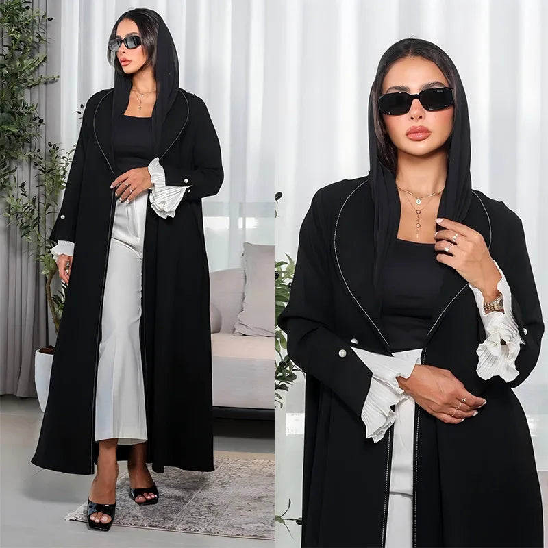 Eid Djellaba Ramadan Muslim Women Maxi Dress Dubai Open Abaya Kimono Cardigan Turkey Kaftan Kebaya Caftan Marocain Femme Robe.