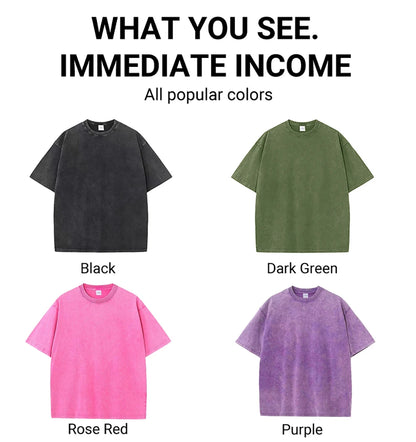 Men's Women Washed Vintage T-Shirts Street Hip Hop Retro Punk T Shirt Harajuku Casual Cotton Short Sleeve Couple TShirts Tees.