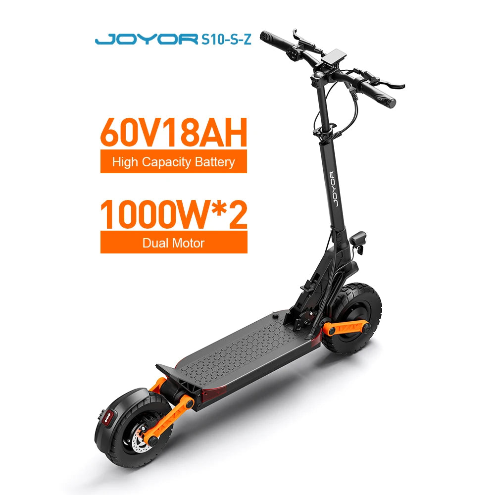JOYOR S10-S-Z Electric Scooter 60V 18Ah Dual Motor 2000W 10 Inch Tire Adult Escooter 65km/h Max Speed 70-85km Range Black.