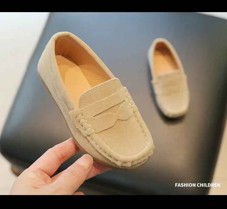 Boy Leather Shoe Fashion Solid Color Versatile Kids School Causal Single Shoes Breathable Non-slip Children Slip-on Flat Loafers.