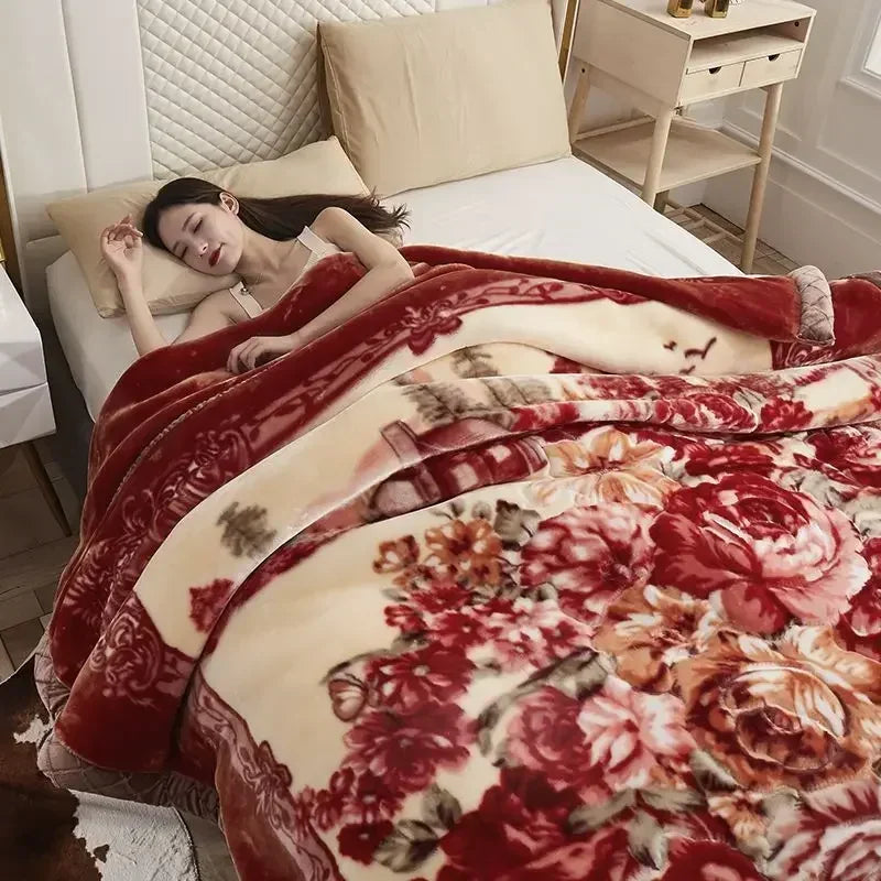 Double Layer Plush Blanket Winter Warm Comfortable Quilt Household Multiple Sizes Soft Comfortable Sheet 4 Season