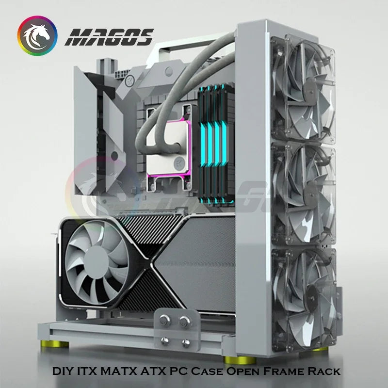 DIY Gamers Cabinet MOD ITX MATX PC Case Open Frame Aluminum Creative ATX Tower Desktop Gaming Computer Chassis Rack.