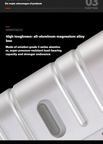 Trolley-Koffer mit großer Kapazität, Reisetasche, Reise-Koffer aus Aluminium-Magnesium-Legierung, Business-Rollgepäck.