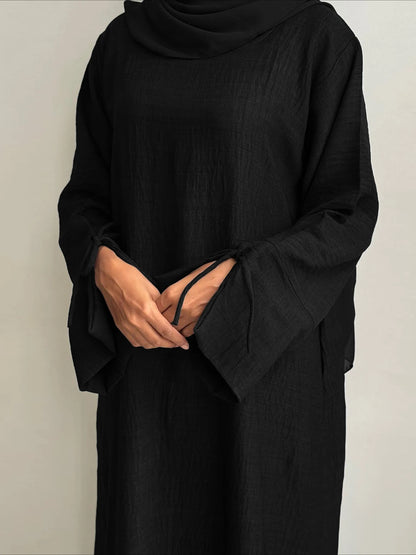 Muslim Abaya Women Dress Solid bow Jalabiya Eid 2025 Ramadan Morocco Islam Vestidos Largos Arab Long Robe Dubai Abayas Kaftan.