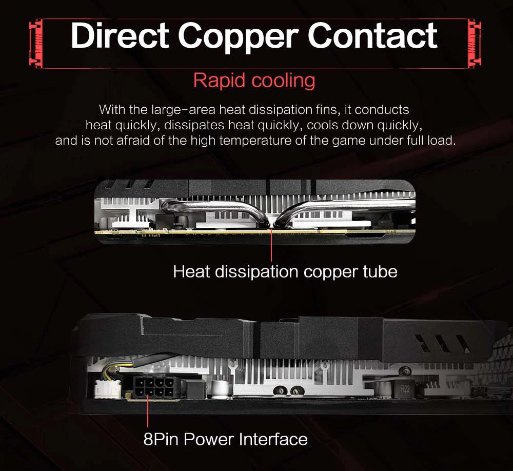 MLLSE AMD RX 580 8GB 2048SP Gaming Graphics Card GDDR5 256Bit PCI-E 3.0 ×16 8Pin Radeon GPU Rx 580 Video Card Placa De Video.