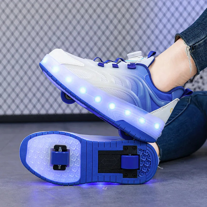 Two Wheels Children's Led Light Roller Skate Shoes For Kids Boys Girls Glowing Sports Luminous Sneakers Skateboard USB Charging.