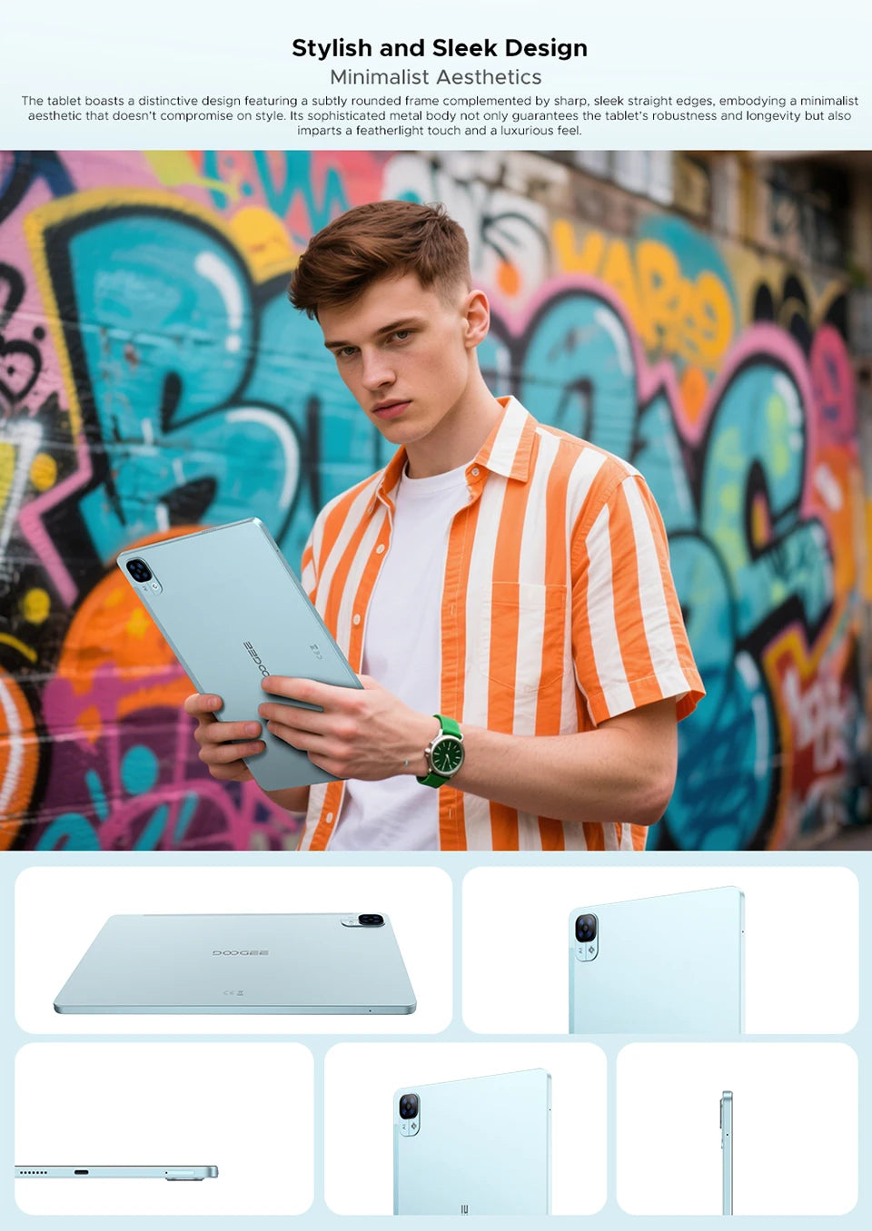 DOOGEE Tab E3 Tablet 11" Screen Android 15 Gemini AI 7.5mm Ultra-thin 32GB (8+24) 256GB Dual Speakers 8800mAh Battery Smart Pad.