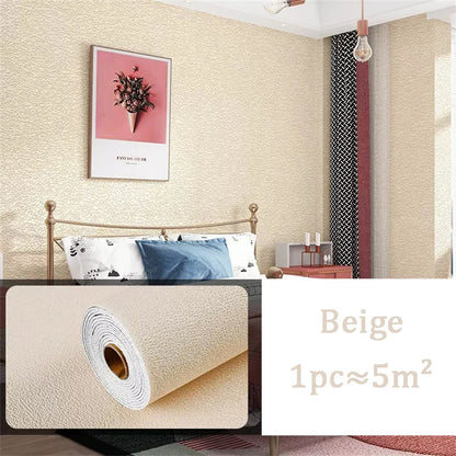 10 m 3D verdickte selbstklebende Tapete Leinen schlicht Kieselalgen Schlamm Wandaufkleber Farbe Dekor Renovierung Antikollision Home Decor