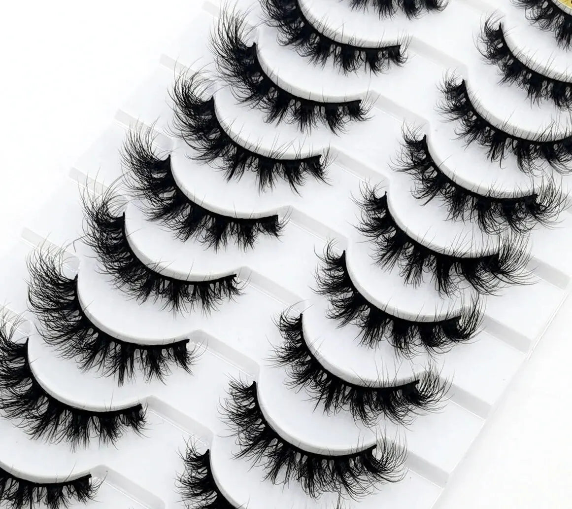 10 Pairs Lashes Fluffy Soft Russian Volumes Mink Lashes 3D Mink Eyelashes Lashes Reusable Fluffy False Lashes Russian Extensions