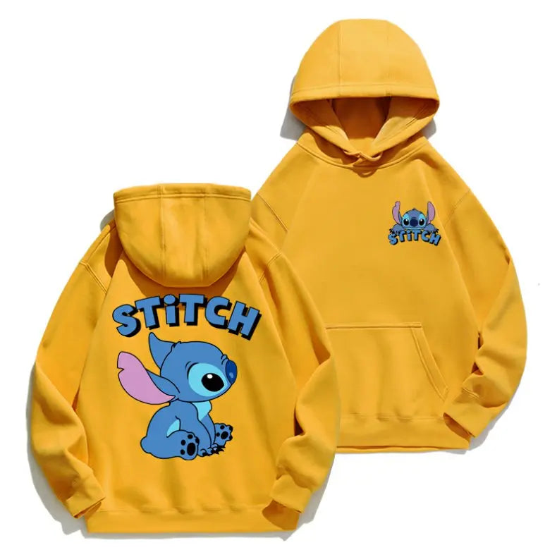Stitch Hoodie Disney Autumn and Winter Cartoon Anime Long Sleeved Loose Fitting Clothes Couple Outfit Jacket.