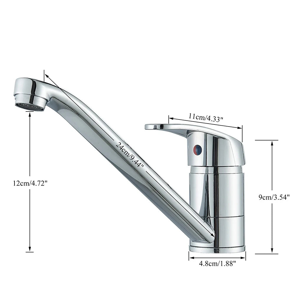 Kitchen Faucets Chrome Deck Mount Bathroom Basin Faucets Single Handle Single Hole Hot and Cold Water